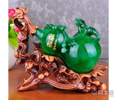 楚漢翠玉葫蘆中式擺件 承載古韻的招財(cái)創(chuàng)意禮品